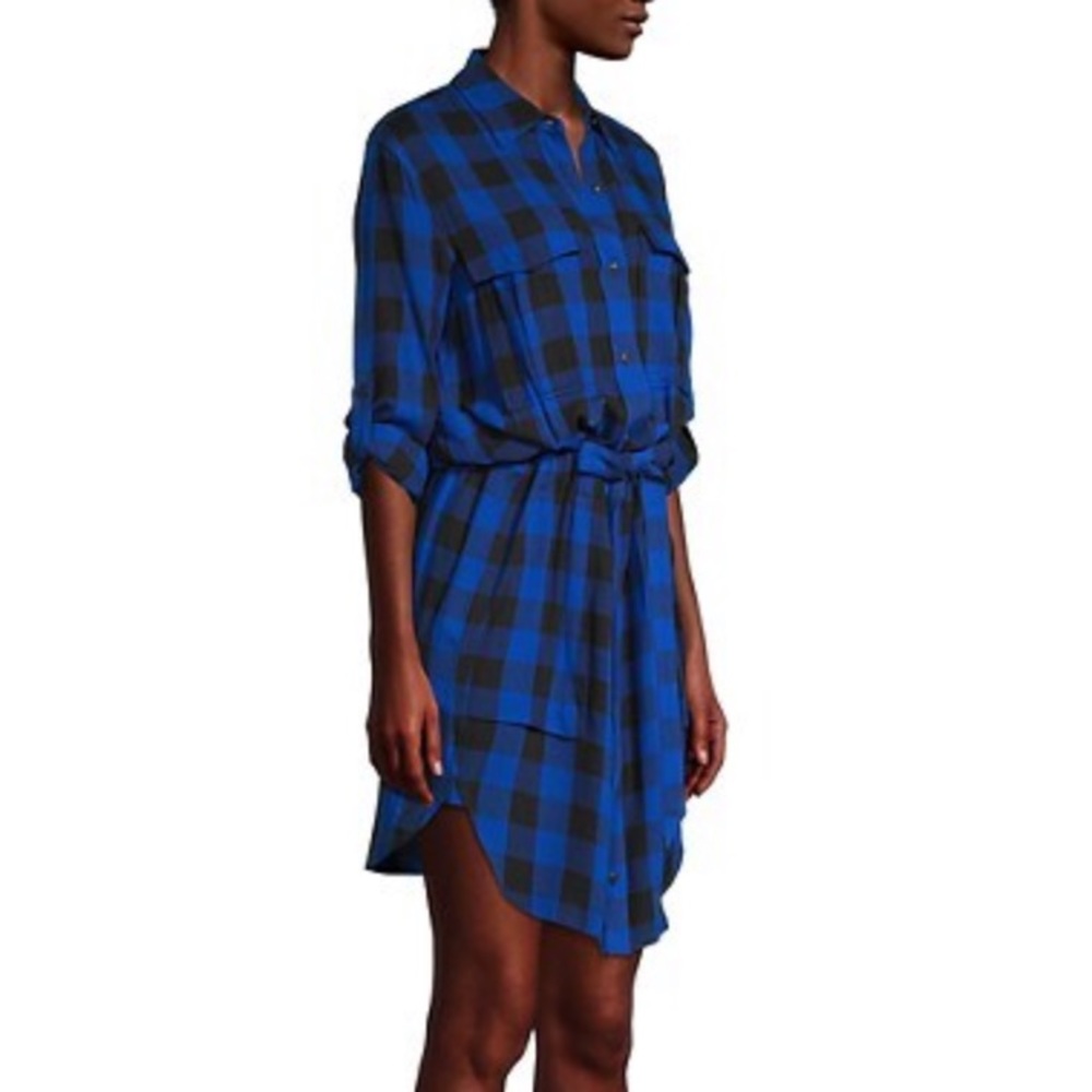 NWT Rag & Bone Women's Beck Belted Plaid Shirtdress - Blue Black - Size S
